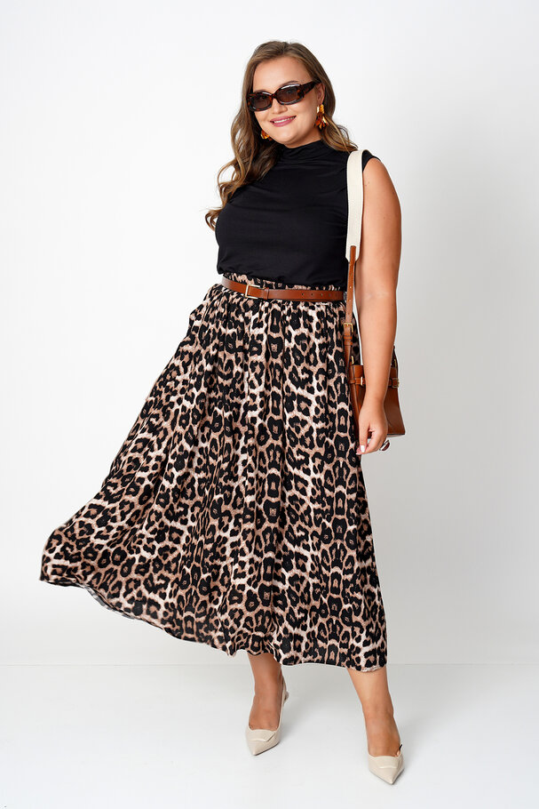 ANIMAL PRINT MIDI SKIRT