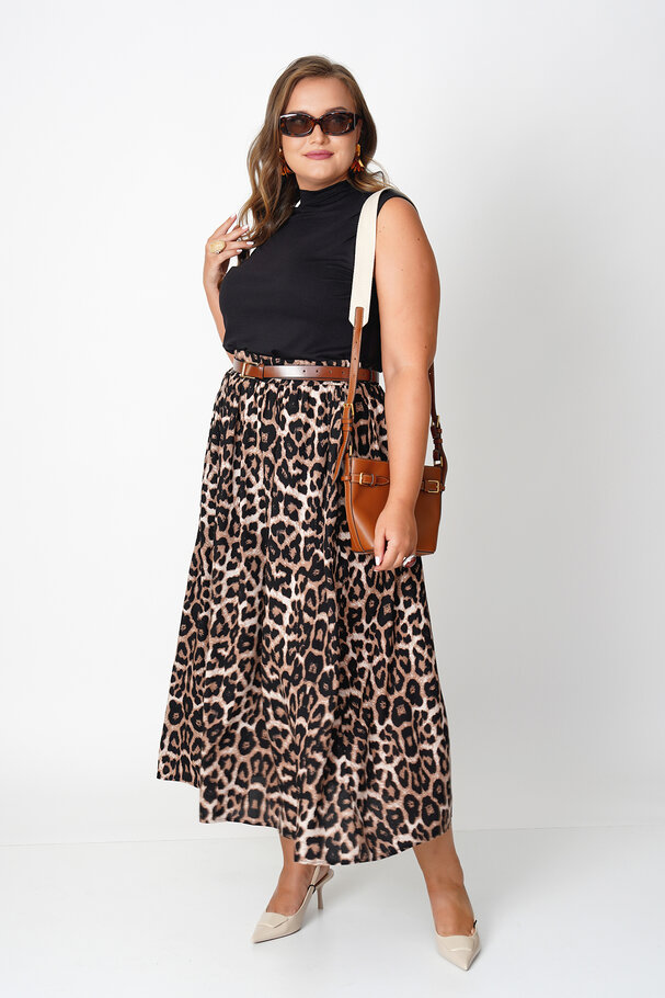 ANIMAL PRINT MIDI SKIRT