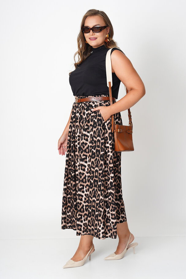 ANIMAL PRINT MIDI SKIRT