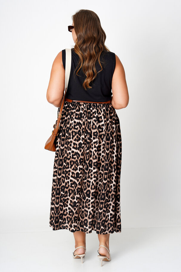 ANIMAL PRINT MIDI SKIRT