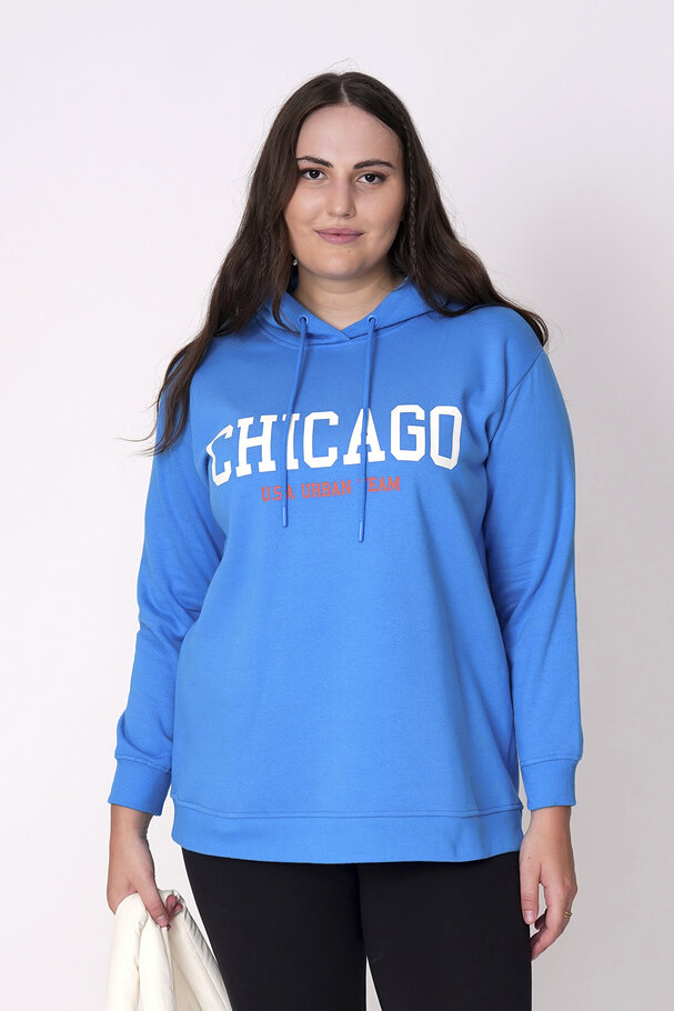 CHİCAGO BASKILI KAPÜŞONLU SWEATSHIRT