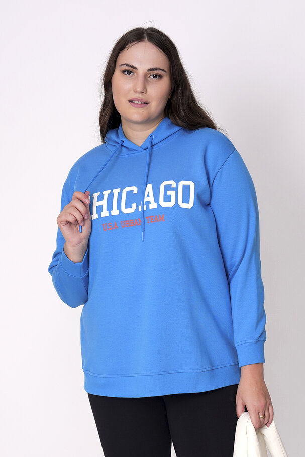 CHİCAGO BASKILI KAPÜŞONLU SWEATSHIRT