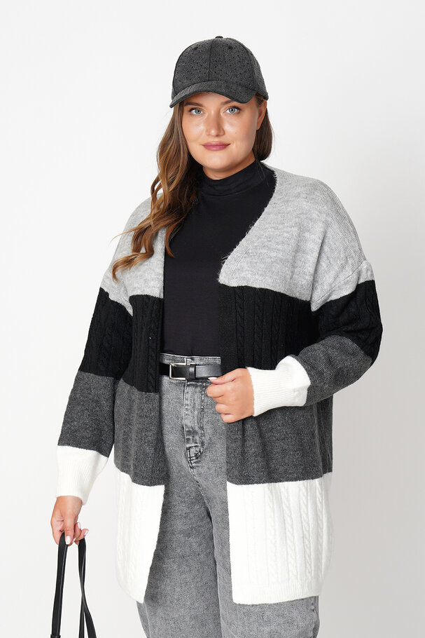 COLOR BLOCK KNIT CARDIGAN