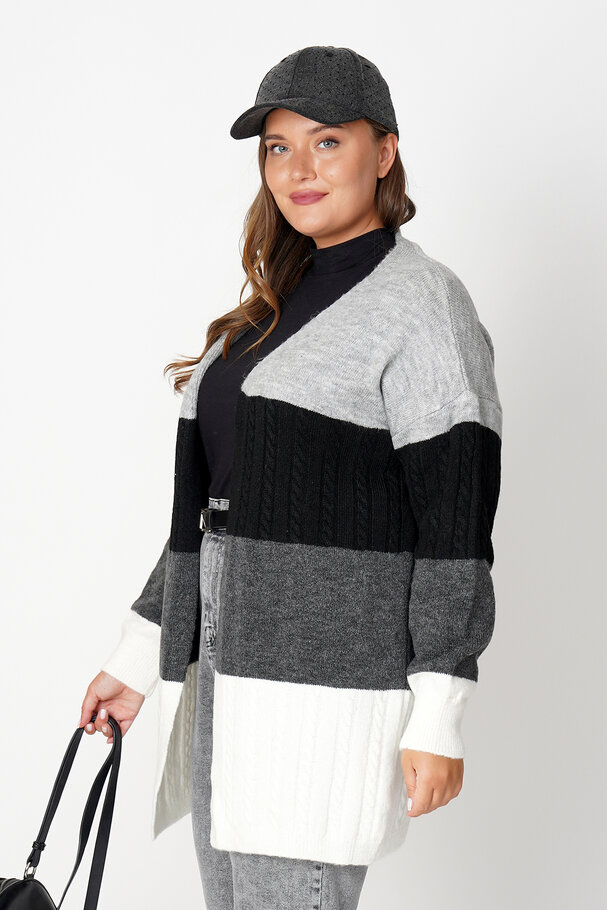 COLOR BLOCK KNIT CARDIGAN