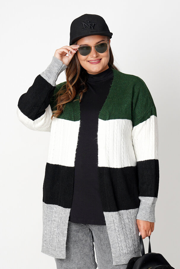 COLOR BLOCK KNIT CARDIGAN