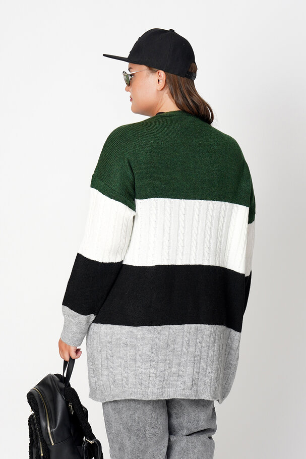 COLOR BLOCK KNIT CARDIGAN