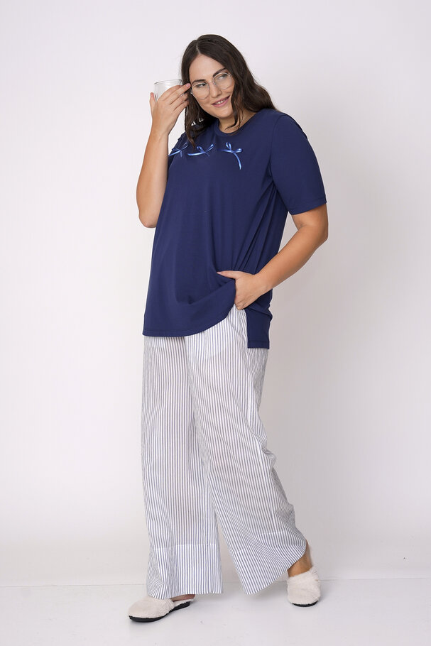 COTTON T-SHIRT AND STRIPED TROUSERS CO-ORD SET