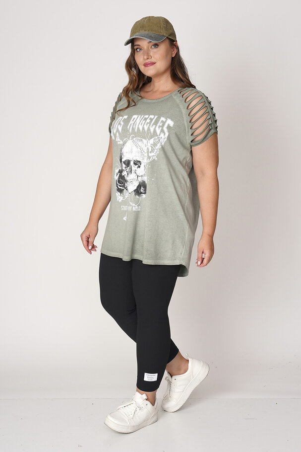 FADED-EFFECT PRINT CUT-OUT T-SHIRT