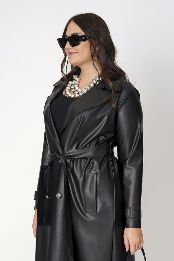 FAUX LEATHER TRENCH COAT