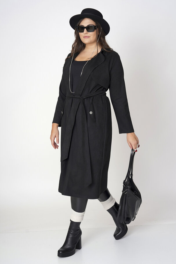 FAUX SUEDE TRENCH COAT