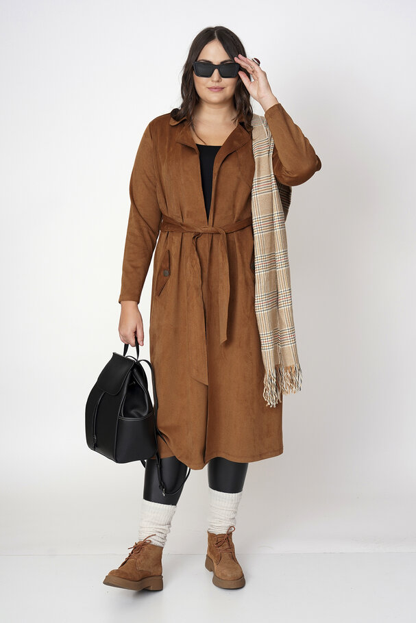 FAUX SUEDE TRENCH COAT