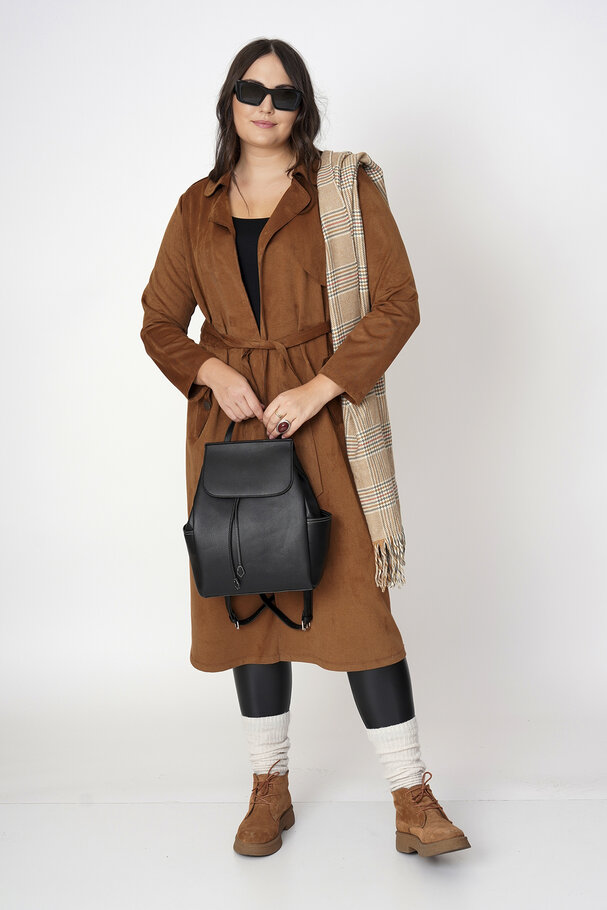 FAUX SUEDE TRENCH COAT