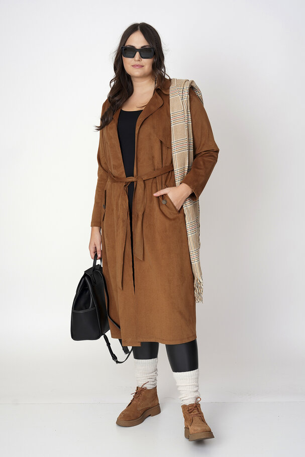 FAUX SUEDE TRENCH COAT