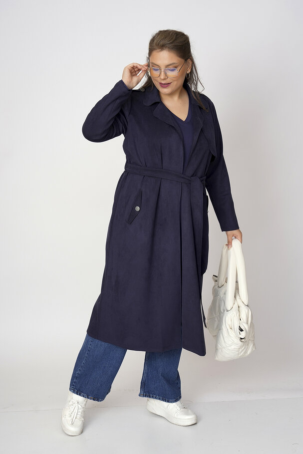 FAUX SUEDE TRENCH COAT