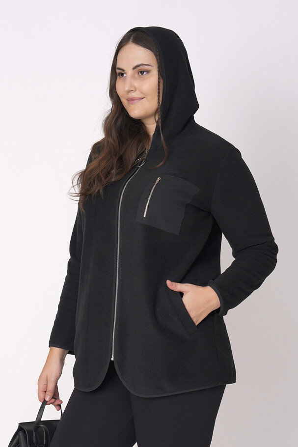 FLEECE HOODED CARDIGAN