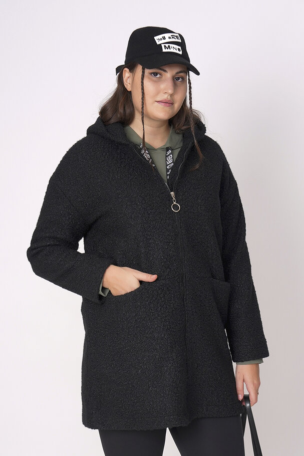 HOODED BOUCLÉ JACKET