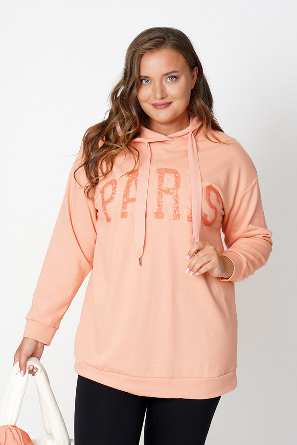 HOODIE WITH RHINESTONE SLOGAN