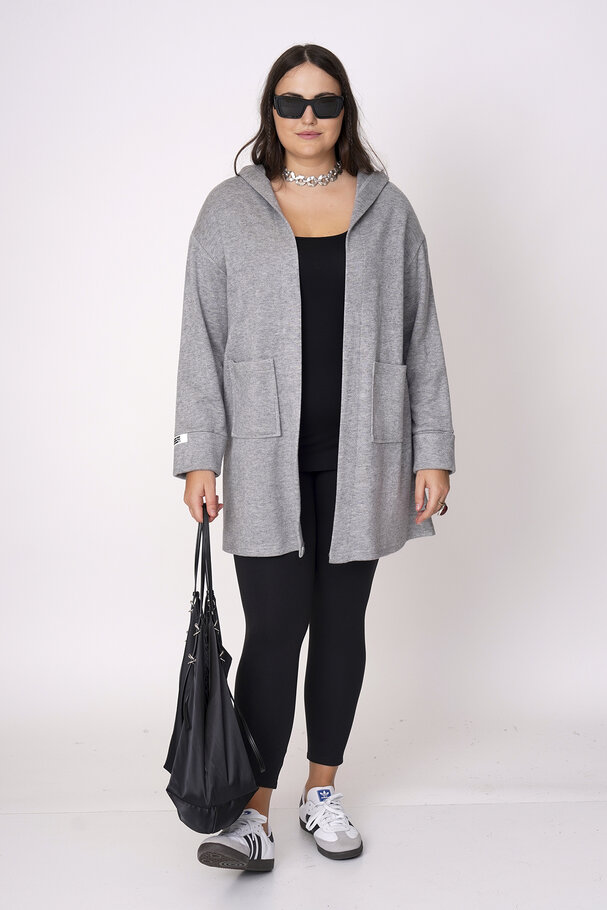 KNIT HOODED CARDIGAN