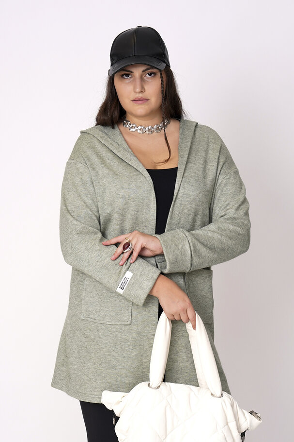 KNIT HOODED CARDIGAN