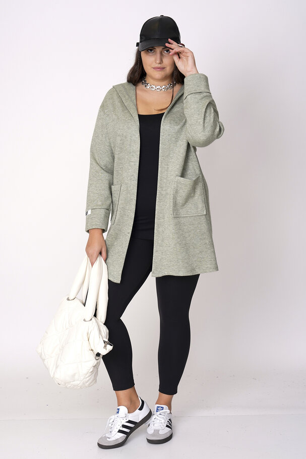 KNIT HOODED CARDIGAN