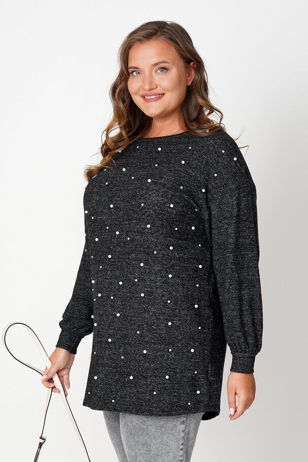 KNIT TOP WITH FAUX PEARLS