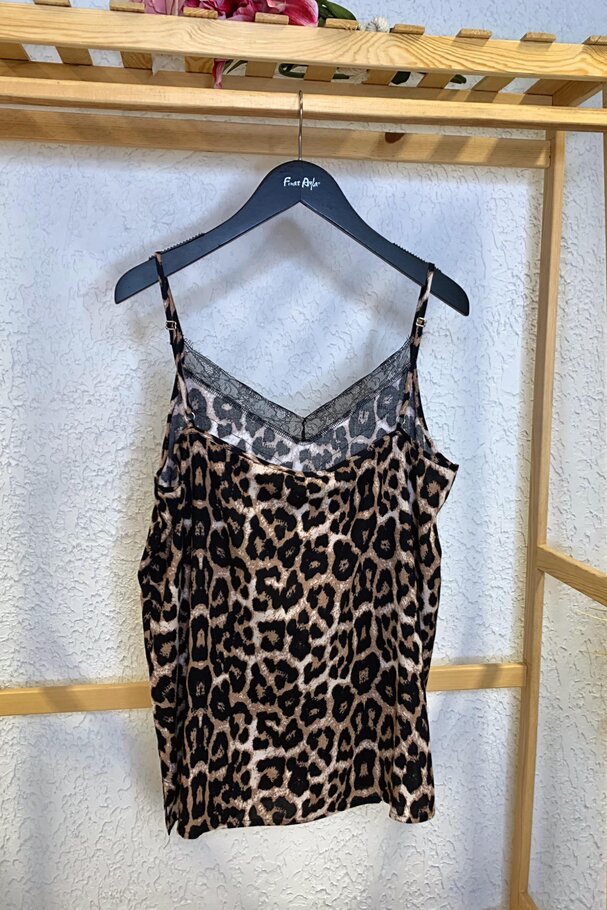 STRAPPY LEOPARD TOP WITH LACE