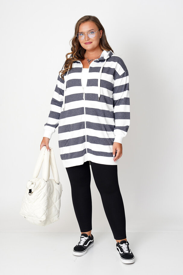 STRIPED HOODIE CARDIGAN