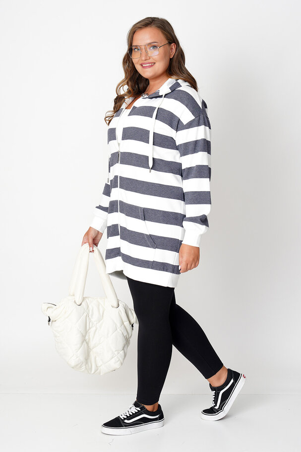 STRIPED HOODIE CARDIGAN