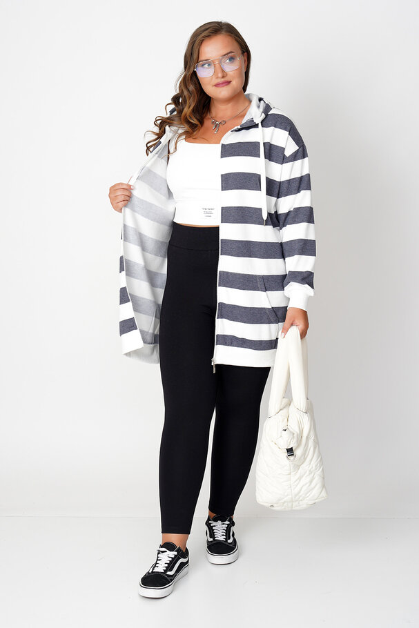 STRIPED HOODIE CARDIGAN