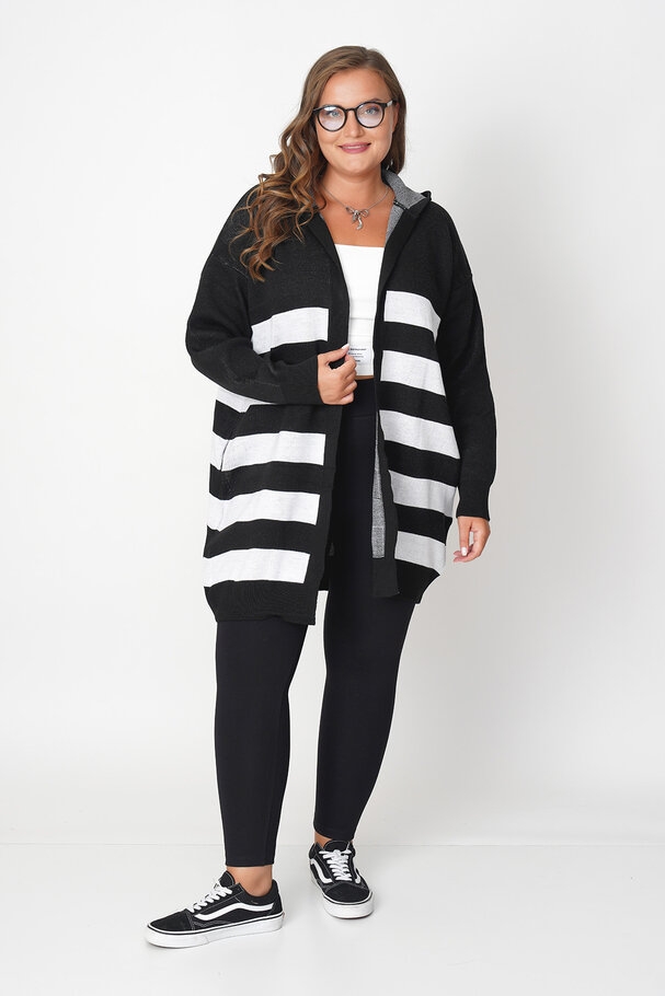 STRIPED WOOL MIX CARDIGAN