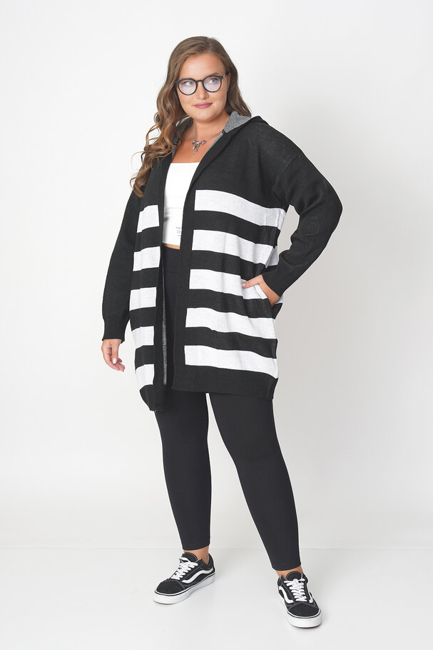 STRIPED WOOL MIX CARDIGAN