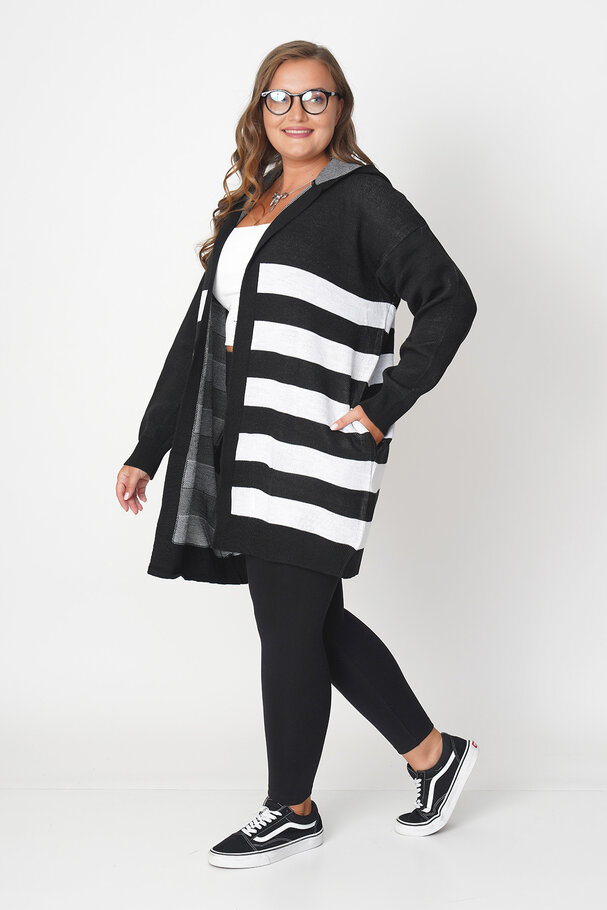 STRIPED WOOL MIX CARDIGAN