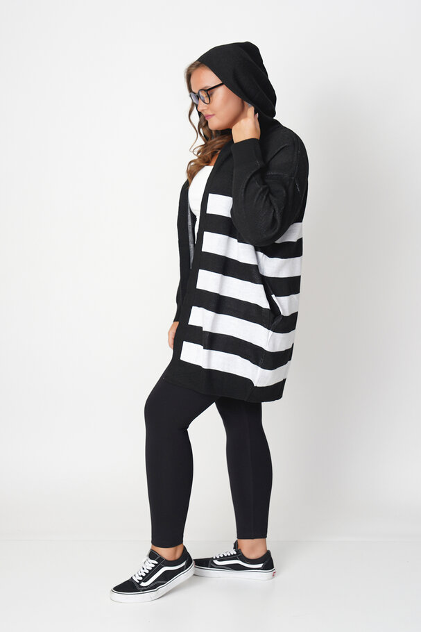 STRIPED WOOL MIX CARDIGAN