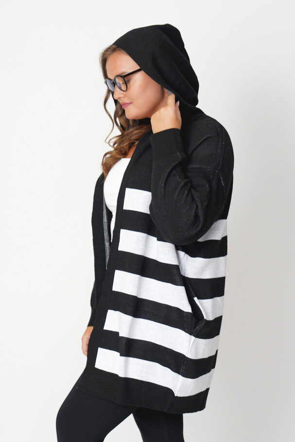 STRIPED WOOL MIX CARDIGAN