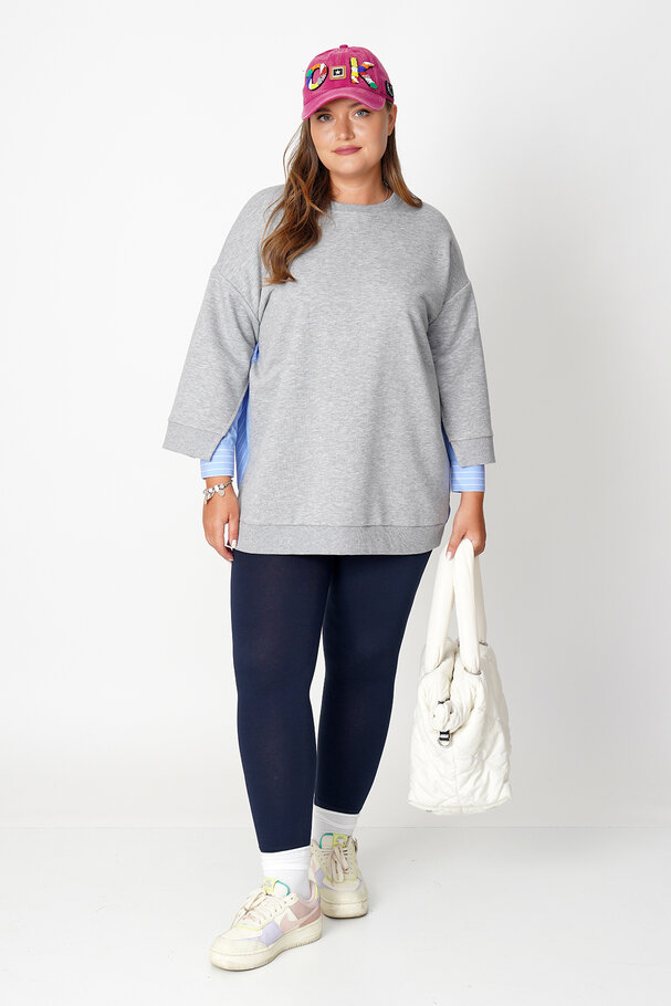 SWEATSHIRT WITH POPLIN DETAIL