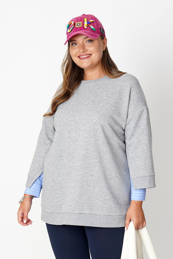 SWEATSHIRT WITH POPLIN DETAIL