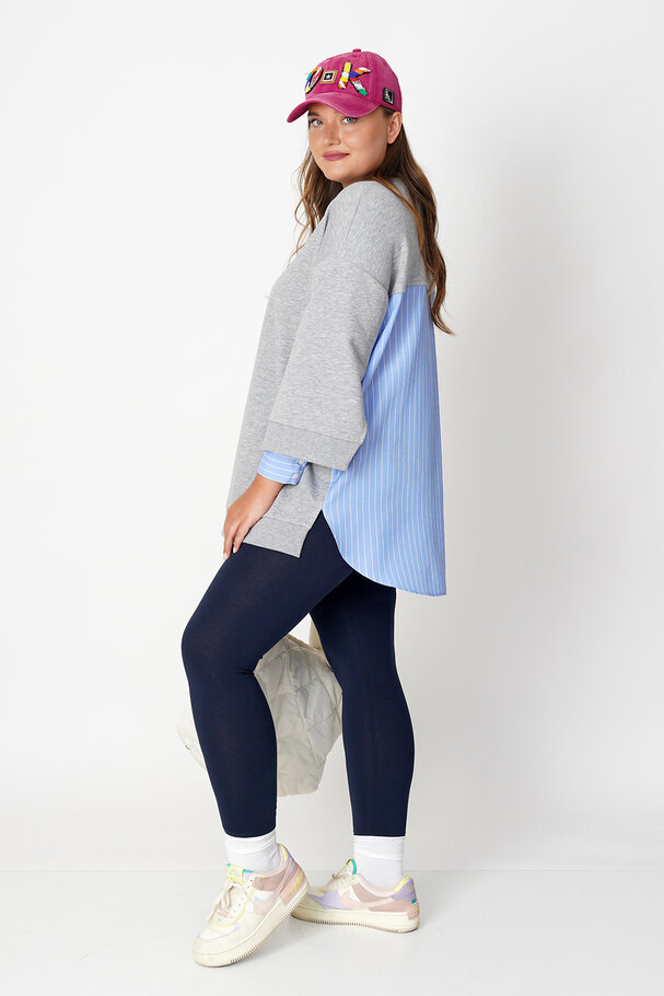 SWEATSHIRT WITH POPLIN DETAIL