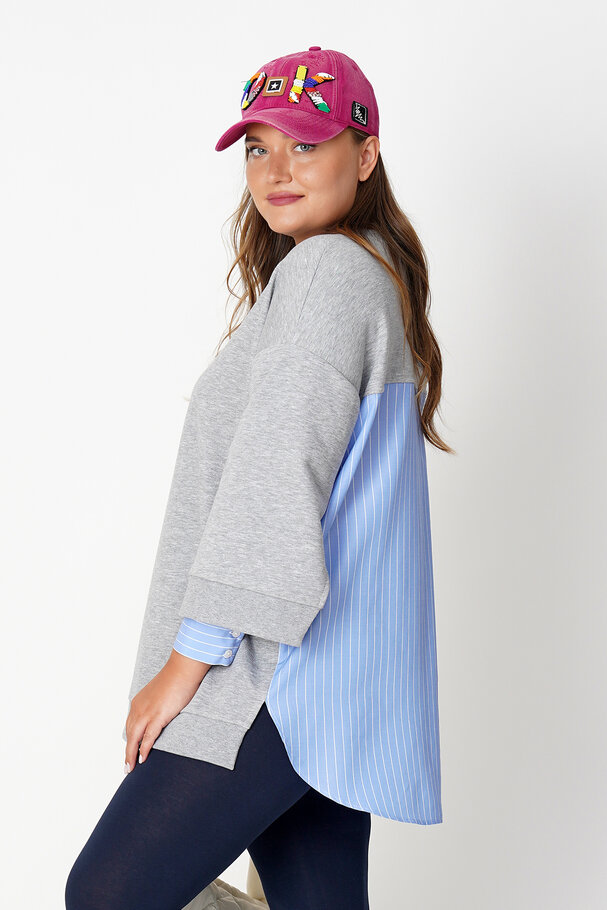 SWEATSHIRT WITH POPLIN DETAIL