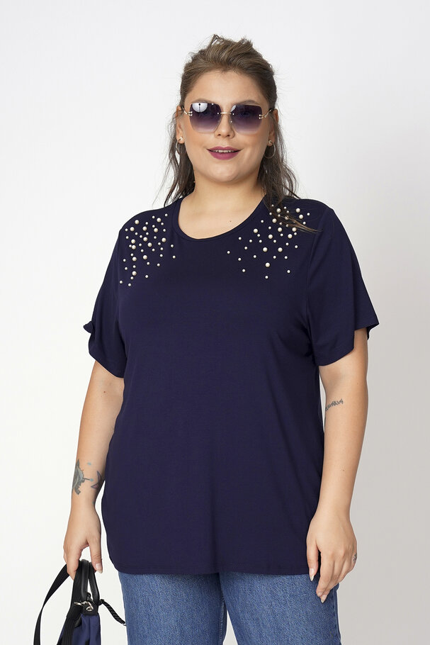 T-SHIRT WITH FAUX PEARL DETAIL