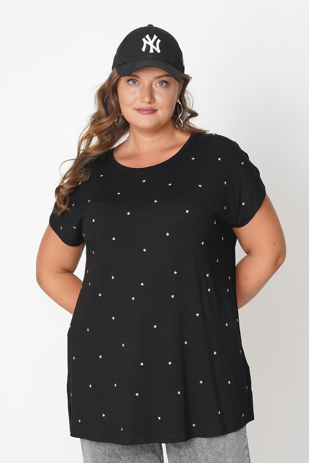 T-SHIRT WITH STAR APPLIQUES