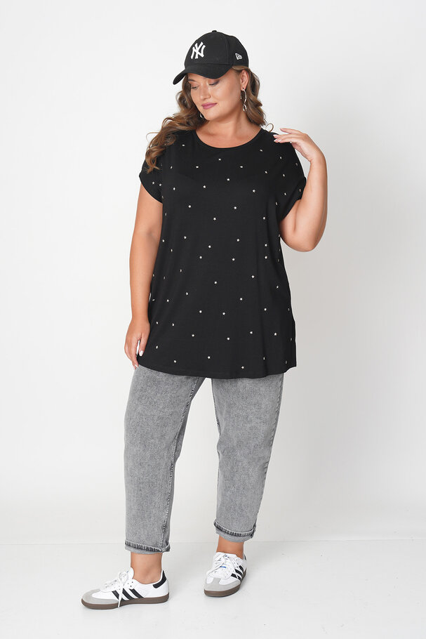 T-SHIRT WITH STAR APPLIQUES