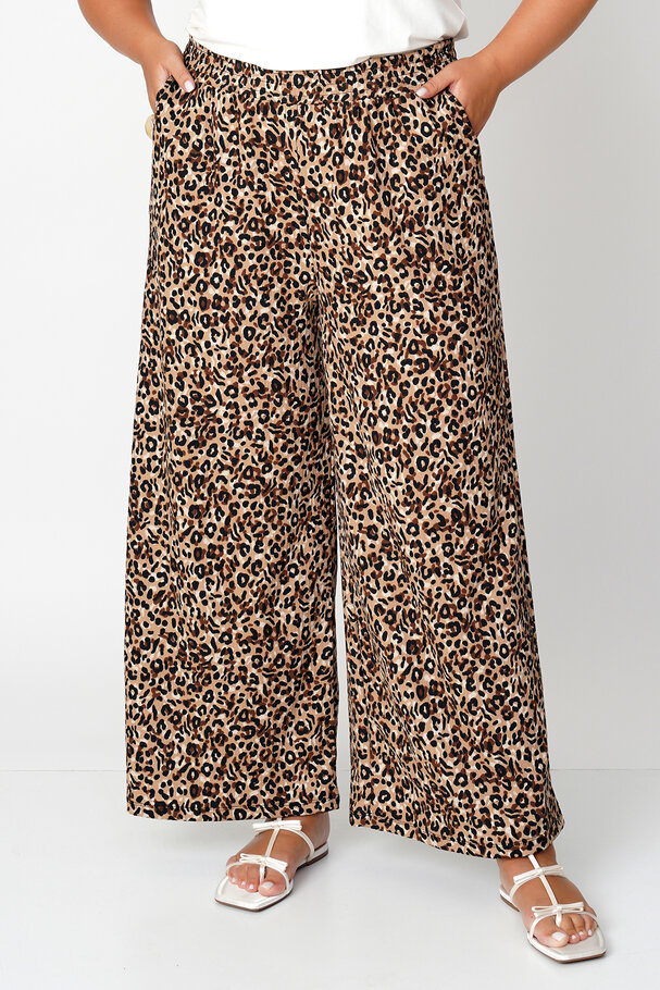 WIDE-LEG ELASTIC LEOPAR TROUSERS