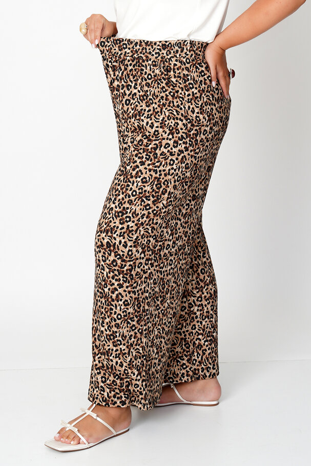 WIDE-LEG ELASTIC LEOPAR TROUSERS